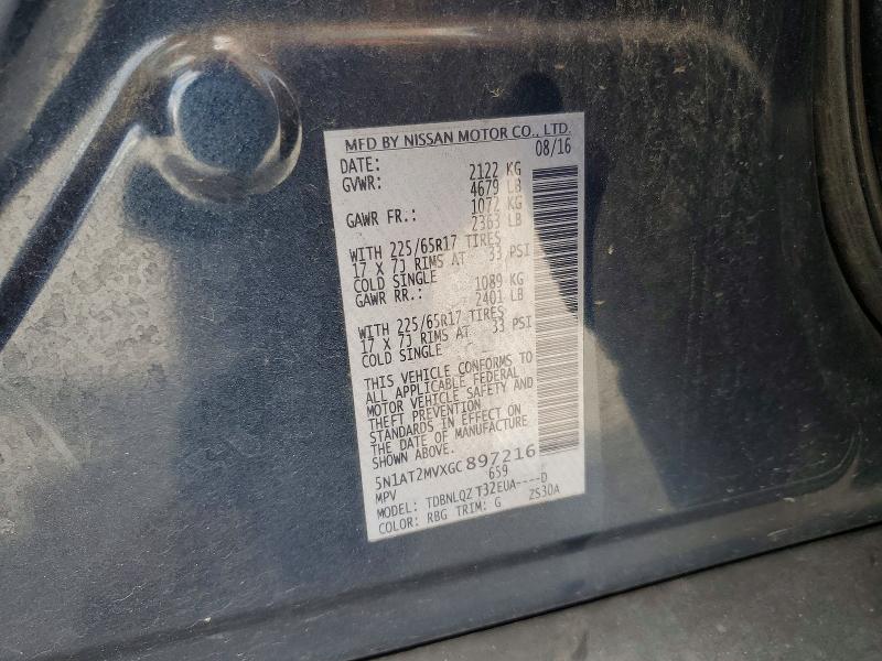 Продаж на аукціоні авто 2016 Nissan Rogue, vin: 5N1AT2MVXGC897216, номер лоту: 58265236