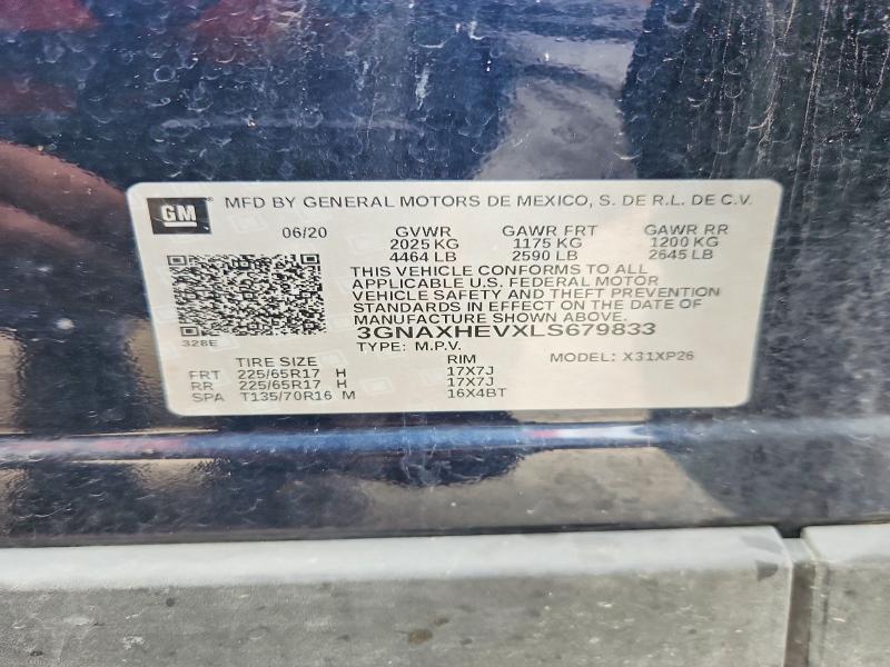 Продаж на аукціоні авто 2020 Chevrolet Equinox, vin: 3GNAXHEVXLS679833, номер лоту: 55713076