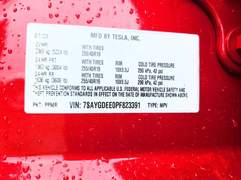 2023 Tesla Model Y მანქანა იყიდება აუქციონზე, vin: 7SAYGDEE0PF823391, აუქციონის ნომერი: 57439176