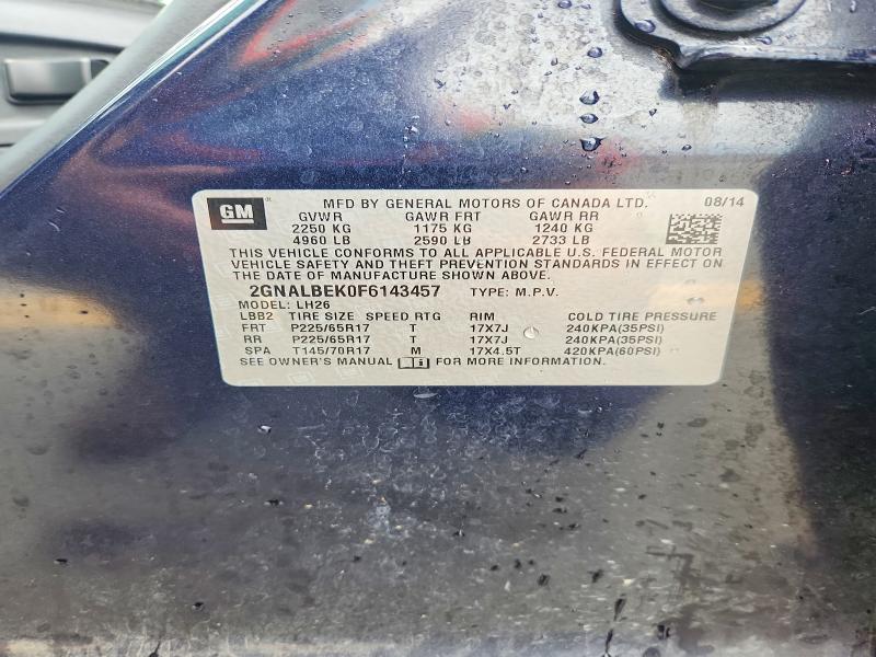 2015 Chevrolet Equinox მანქანა იყიდება აუქციონზე, vin: 2GNALBEK0F6143457, აუქციონის ნომერი: 58367986