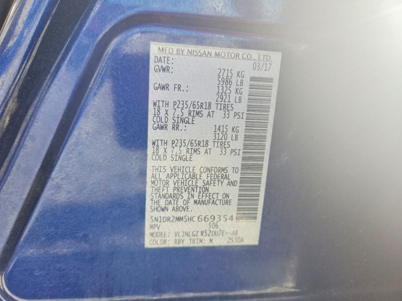 Aukcja sprzedaży 2017 Nissan Pathfinder, vin: 5N1DR2MM5HC669354, numer aukcji: 56521996