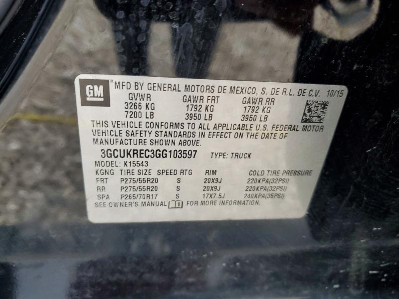 Продажа на аукционе авто 2016 Chevrolet Silverado, vin: 3GCUKREC3GG103597, номер лота: 57719406