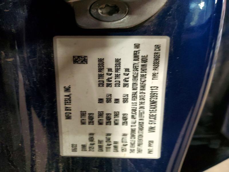 Продажа на аукционе авто 2022 Tesla Model 3, vin: 5YJ3E1EAXNF289113, номер лота: 56357986
