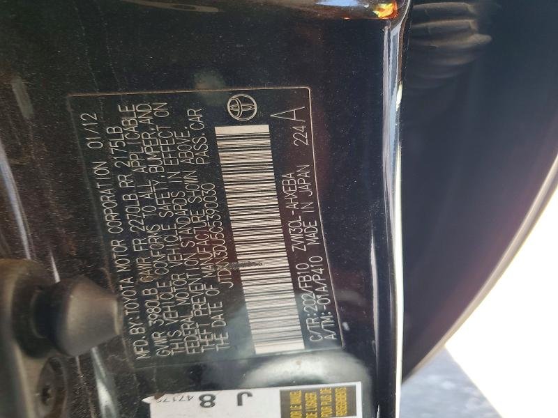 58436976 :رقم المزاد ، JTDKN3DU5C5390030 vin ، 2012 Toyota Prius مزاد بيع
