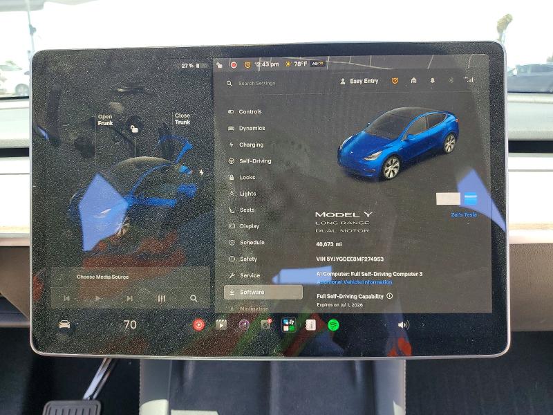 Продажа на аукционе авто 2021 Tesla Model Y, vin: 5YJYGDEE8MF274953, номер лота: 58149826