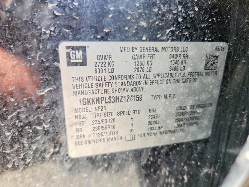56322596 :رقم المزاد ، 1GKKNPLS3HZ124159 vin ، 2017 Gmc Acadia مزاد بيع