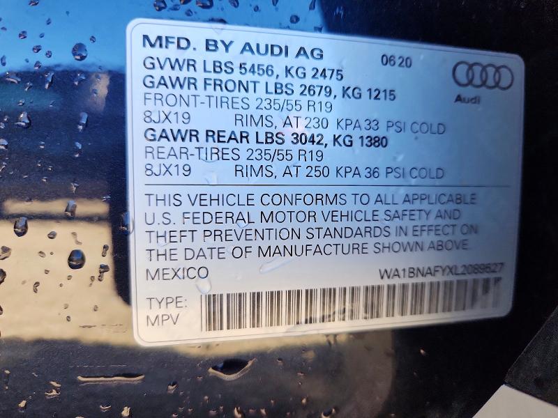 Продаж на аукціоні авто 2020 Audi Q5, vin: WA1BNAFYXL2089527, номер лоту: 57366856