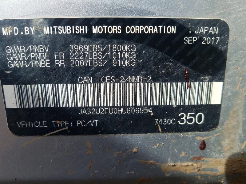 56472646 :رقم المزاد ، JA32U2FU0HU606954 vin ، 2017 Mitsubishi Lancer مزاد بيع