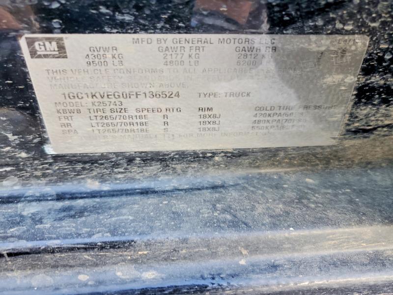 Aukcja sprzedaży 2015 Chevrolet Silverado, vin: 1GC1KVEG0FF136524, numer aukcji: 56891306