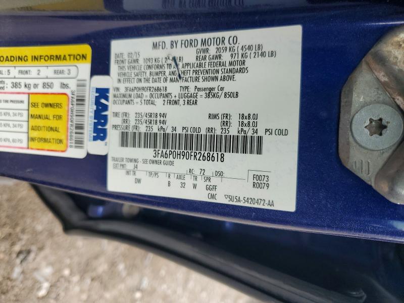 Aukcja sprzedaży 2015 Ford Fusion, vin: 3FA6P0H90FR268618, numer aukcji: 58591026