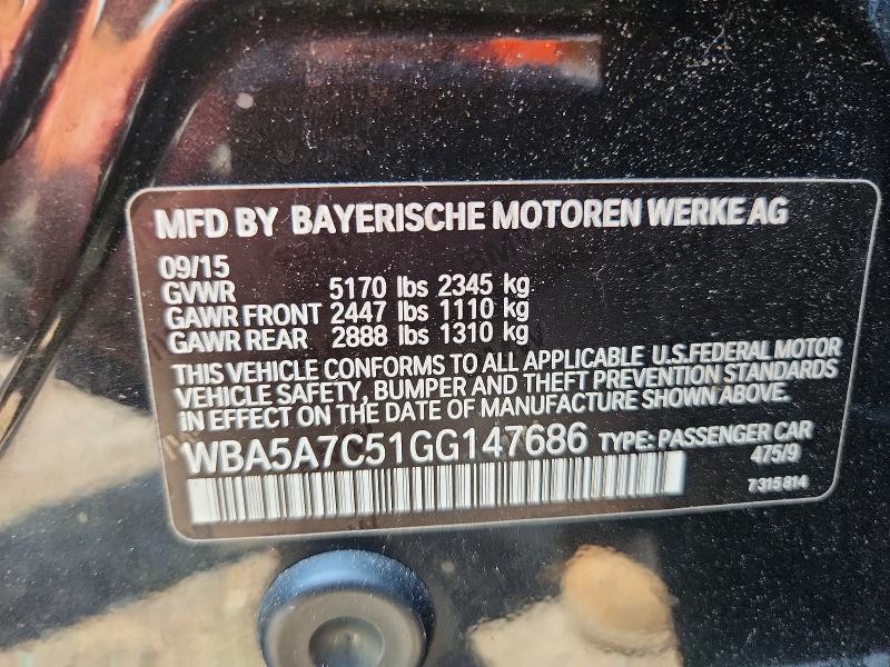Aukcja sprzedaży 2016 Bmw 528, vin: WBA5A7C51GG147686, numer aukcji: 57783846