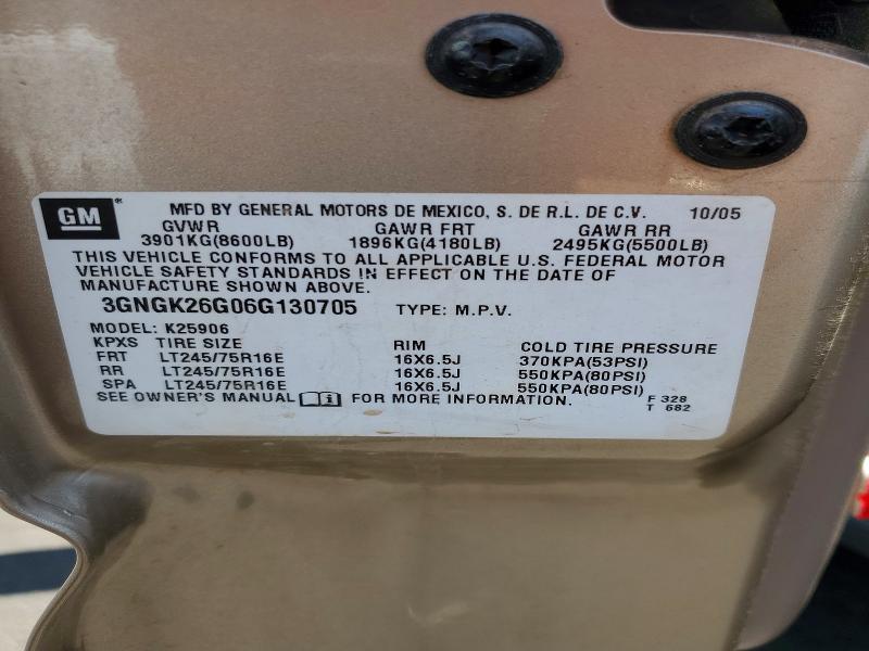2006 Chevrolet Suburban მანქანა იყიდება აუქციონზე, vin: 3GNGK26G06G130705, აუქციონის ნომერი: 58798136