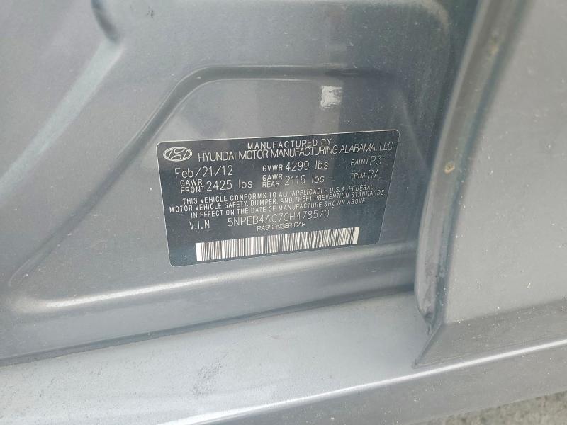 Aukcja sprzedaży 2012 Hyundai Sonata, vin: 5NPEB4AC7CH478570, numer aukcji: 58843736