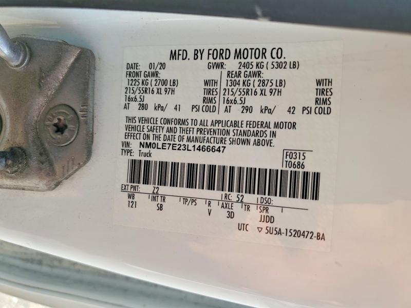 Продажа на аукционе авто 2020 Ford Transit Connect, vin: NM0LE7E23L1466647, номер лота: 57577866