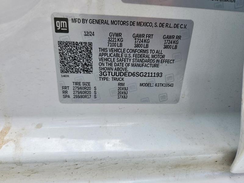 56039106 :رقم المزاد ، 3GTUUDED6SG211193 vin ، 2025 Gmc Sierra مزاد بيع