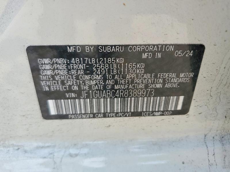 Продажа на аукционе авто 2024 Subaru Impreza, vin: JF1GUABC4R8389973, номер лота: 56083966