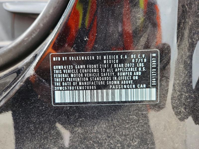 Aukcja sprzedaży 2019 Volkswagen Jetta, vin: 3VWC57BU1KM078985, numer aukcji: 56462306