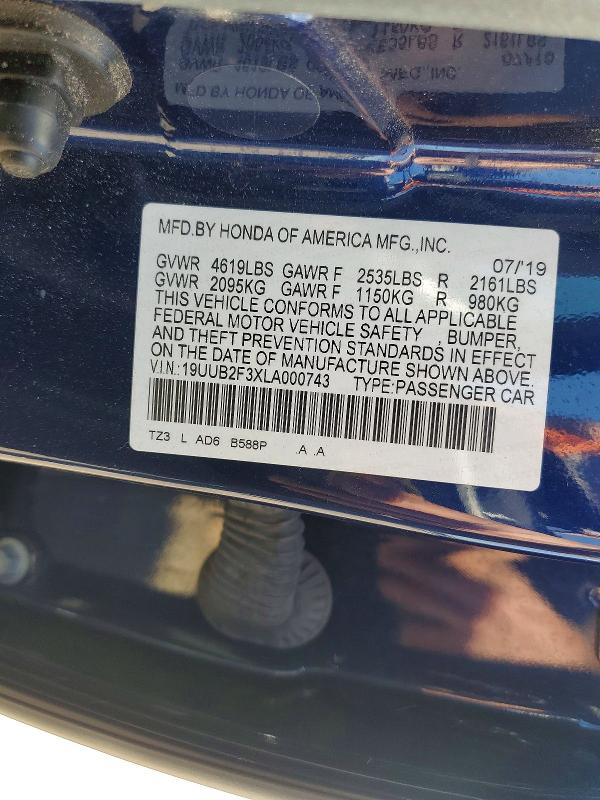 2020 Acura Tlx მანქანა იყიდება აუქციონზე, vin: 19UUB2F3XLA000743, აუქციონის ნომერი: 55883956
