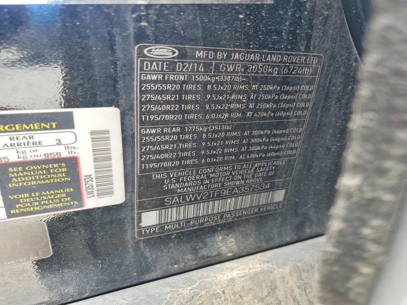 Aukcja sprzedaży 2014 Land Rover Range Rover Sport, vin: SALWV2TF9EA357534, numer aukcji: 58710436