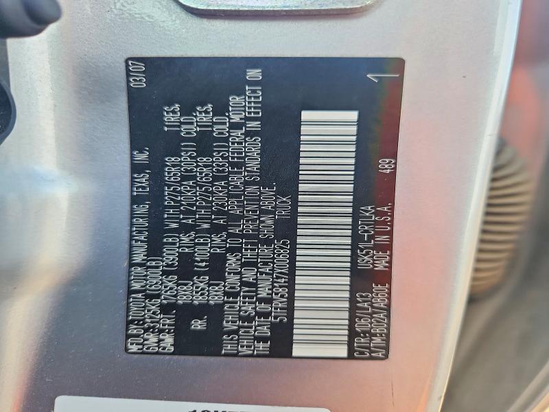 Aukcja sprzedaży 2007 Toyota Tundra, vin: 5TFRV58147X006825, numer aukcji: 58088726