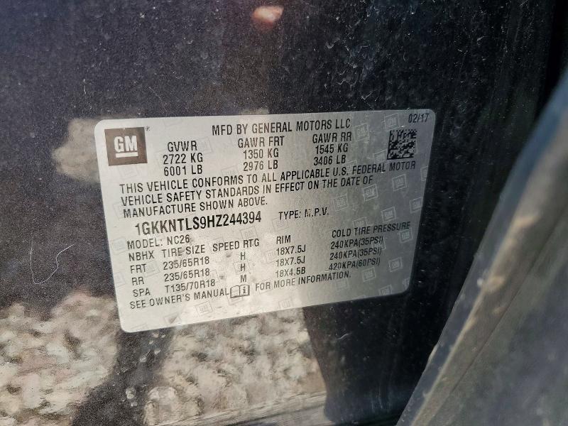Aukcja sprzedaży 2017 Gmc Acadia, vin: 1GKKNTLS9HZ244394, numer aukcji: 54390646