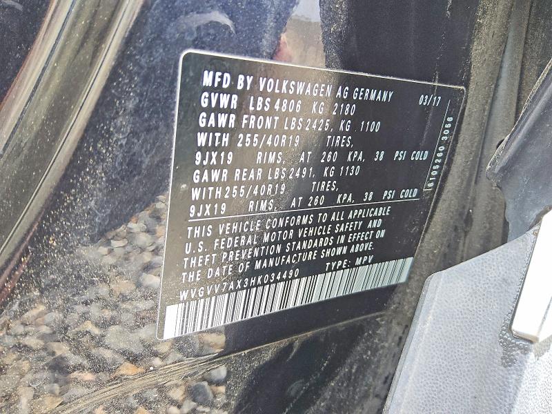 Aukcja sprzedaży 2017 Volkswagen Tiguan, vin: WVGVV7AX3HK034490, numer aukcji: 57470236