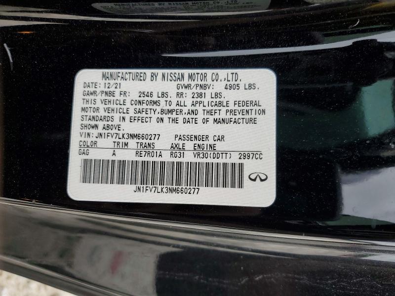 Auction sale of the 2022 Infiniti Q60, vin: JN1FV7LK3NM660277, lot number: 58247206