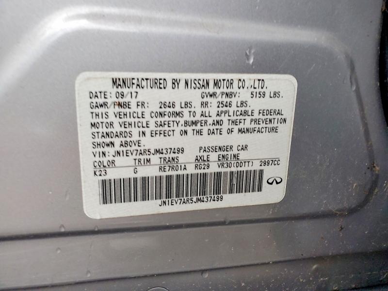 50417766 :رقم المزاد ، JN1EV7AR5JM437499 vin ، 2018 Infiniti Q50 مزاد بيع