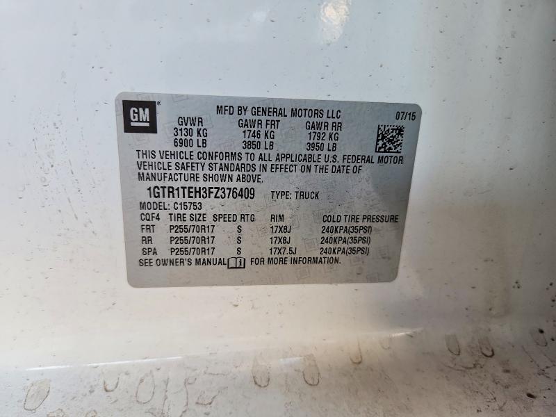 Aukcja sprzedaży 2015 Gmc Sierra, vin: 1GTR1TEH3FZ376409, numer aukcji: 58301766