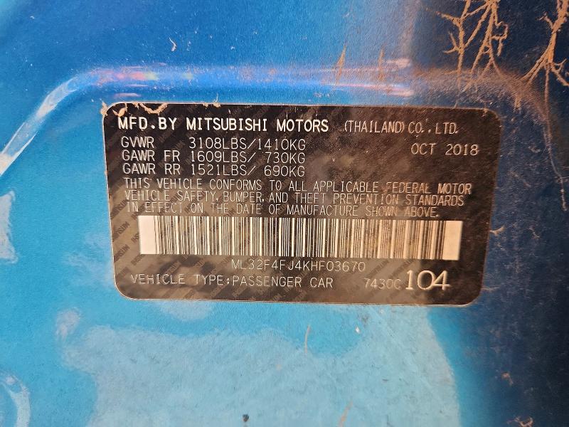 Aukcja sprzedaży 2019 Mitsubishi Mirage, vin: ML32F4FJ4KHF03670, numer aukcji: 58534916