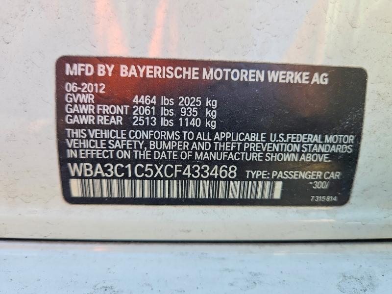 Aukcja sprzedaży 2012 Bmw 328, vin: WBA3C1C5XCF433468, numer aukcji: 58426056