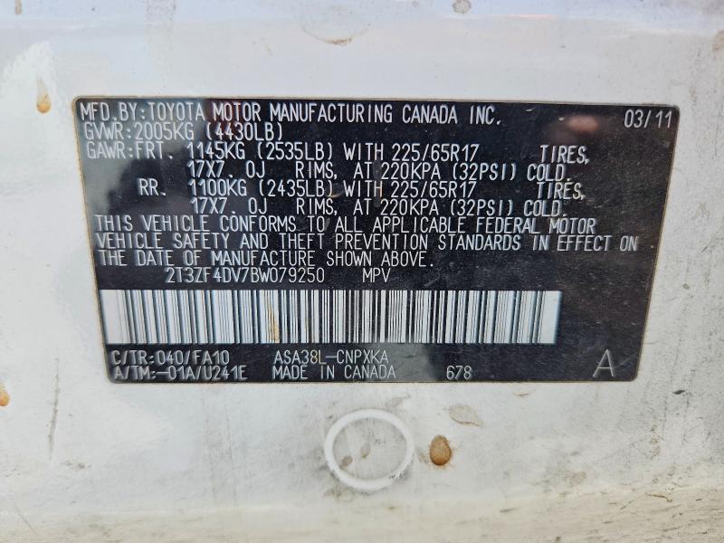 55558816 :رقم المزاد ، 2T3ZF4DV7BW079250 vin ، 2011 Toyota Rav4 مزاد بيع