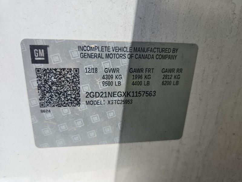 53391556 :رقم المزاد ، 2GD21NEGXK1157563 vin ، 2019 Gmc Sierra مزاد بيع