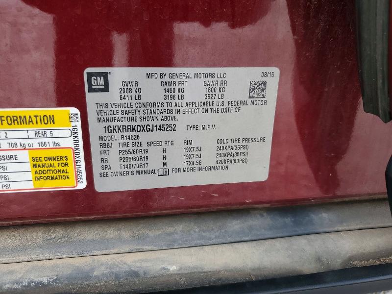 Aukcja sprzedaży 2016 Gmc Acadia, vin: 1GKKRRKDXGJ145252, numer aukcji: 55401316