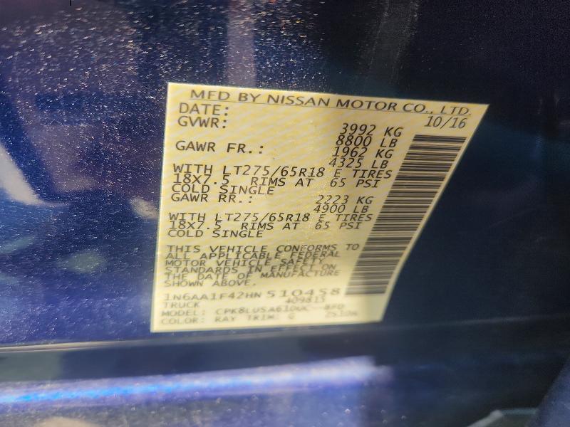 Продажа на аукционе авто 2017 Nissan Titan Xd, vin: 1N6AA1F42HN510458, номер лота: 58758086