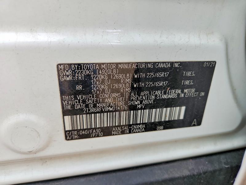 Продажа на аукционе авто 2021 Toyota Rav4 Hybrid, vin: 2T3R6RFV8MW014176, номер лота: 55181386
