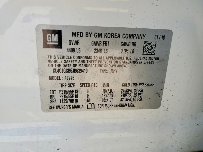 Продажа на аукционе авто 2018 Buick Encore, vin: KL4CJGSB6JB639419, номер лота: 54654806
