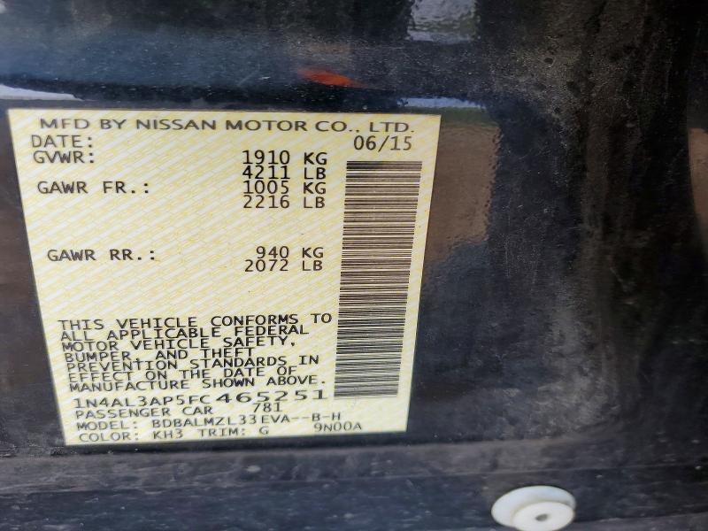 Продажа на аукционе авто 2015 Nissan Altima, vin: 1N4AL3AP5FC465251, номер лота: 56716956