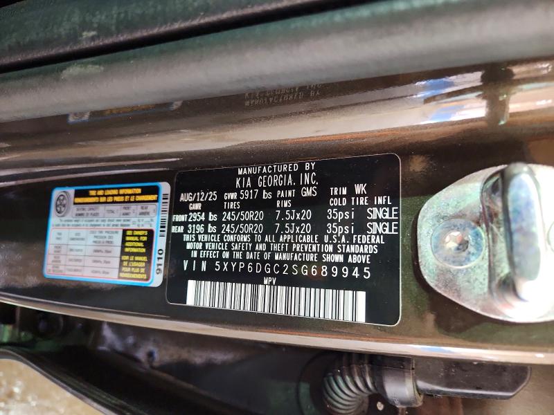 2025 Kia Telluride მანქანა იყიდება აუქციონზე, vin: 5XYP6DGC2SG689945, აუქციონის ნომერი: 85611325