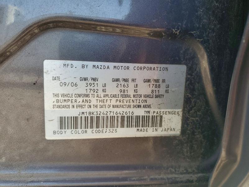 58183486 :رقم المزاد ، JM1BK324271642616 vin ، 2007 Mazda 3 مزاد بيع