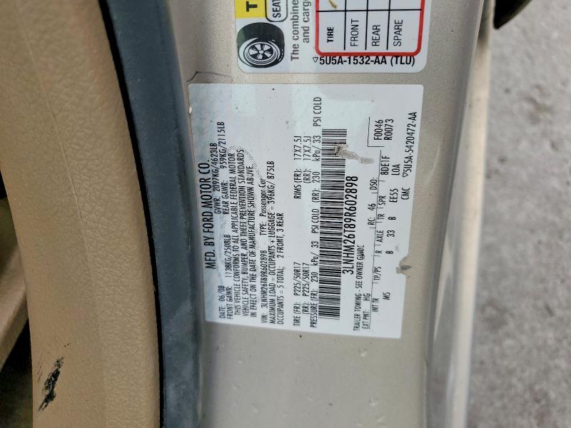 Продаж на аукціоні авто 2009 Lincoln Mkz, vin: 3LNHM26T89R602898, номер лоту: 58929226