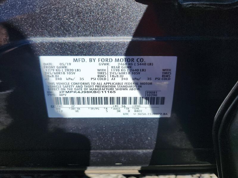 2019 Ford Edge მანქანა იყიდება აუქციონზე, vin: 2FMPK4J98KBC11165, აუქციონის ნომერი: 57339826