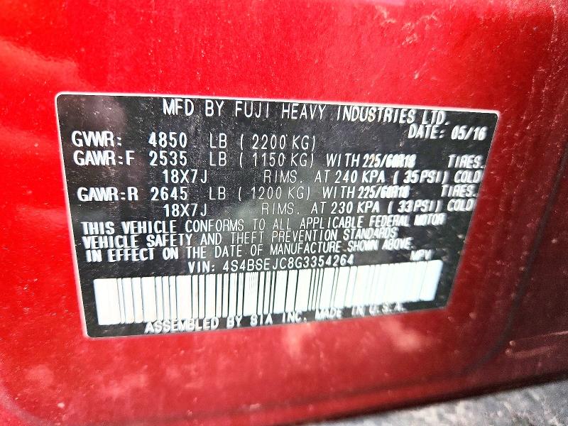 Aukcja sprzedaży 2016 Subaru Outback, vin: 4S4BSEJC8G3354264, numer aukcji: 58091166