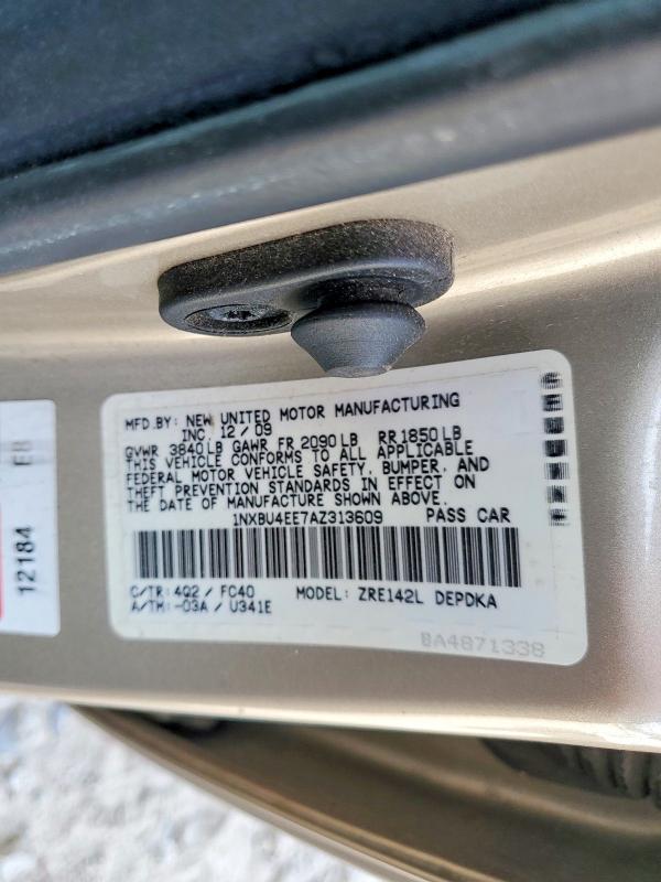 57493866 :رقم المزاد ، 1NXBU4EE7AZ313609 vin ، 2010 Toyota Corolla مزاد بيع
