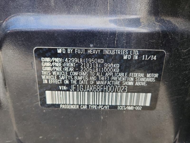 Продажа на аукционе авто 2015 Subaru Impreza, vin: JF1GJAK68FH007023, номер лота: 58146256