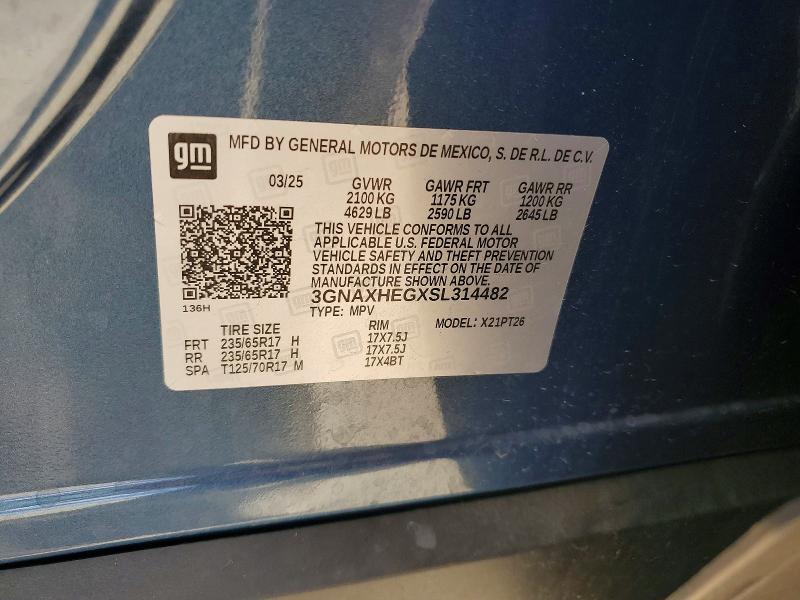Aukcja sprzedaży 2025 Chevrolet Equinox, vin: 3GNAXHEGXSL314482, numer aukcji: 56539536