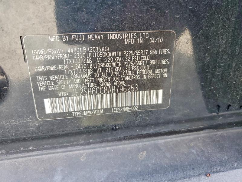 Продаж на аукціоні авто 2010 Subaru Forester, vin: JF2SH6CC8AH796253, номер лоту: 55622566