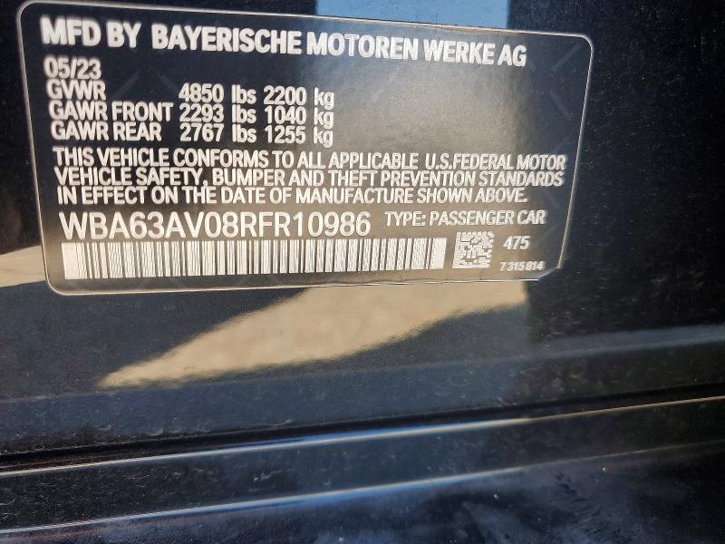 Aukcja sprzedaży 2024 Bmw 430i, vin: WBA63AV08RFR10986, numer aukcji: 55691156