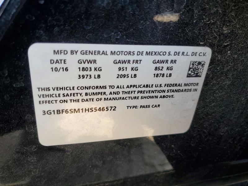 56829286 :رقم المزاد ، 3G1BF6SM1HS546572 vin ، 2017 Chevrolet Cruze مزاد بيع