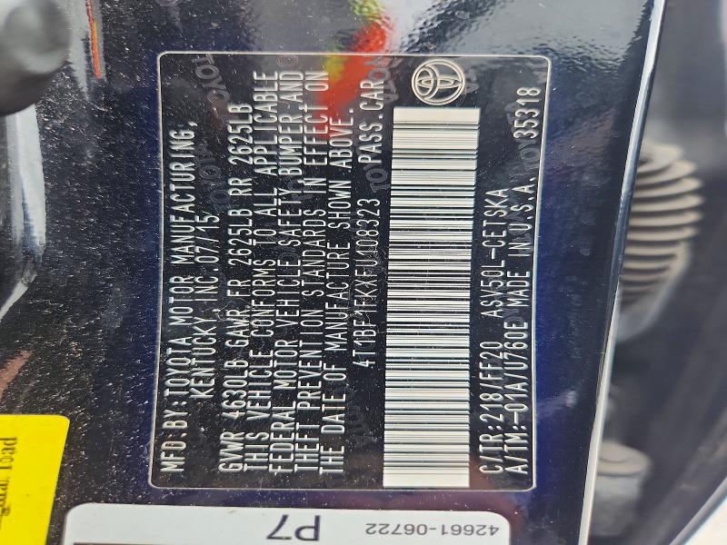 56847156 :رقم المزاد ، 4T1BF1FKXFU108323 vin ، 2015 Toyota Camry مزاد بيع